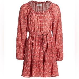 XiRENA Jia Coral Blush Floral Mini Cotton Blend Dress Sz S